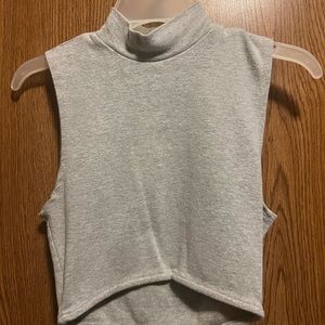 grey cropped turtleneck tank